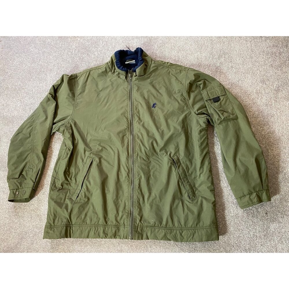 Logo Walt Disney World Mens Green Nylon Jacket Fleece Lining Large